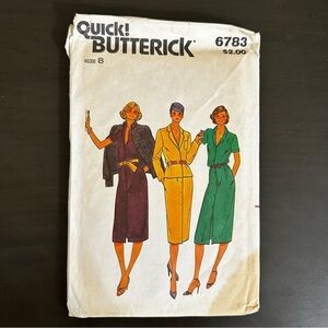 Vintage Sewing Pattern Quick Butterick Skirt Dress Jacket Suit Size 8 70s 80s
